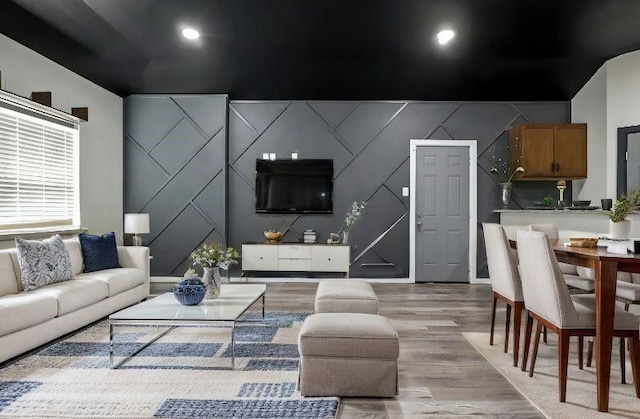 living room with light hardwood / wood-style floors