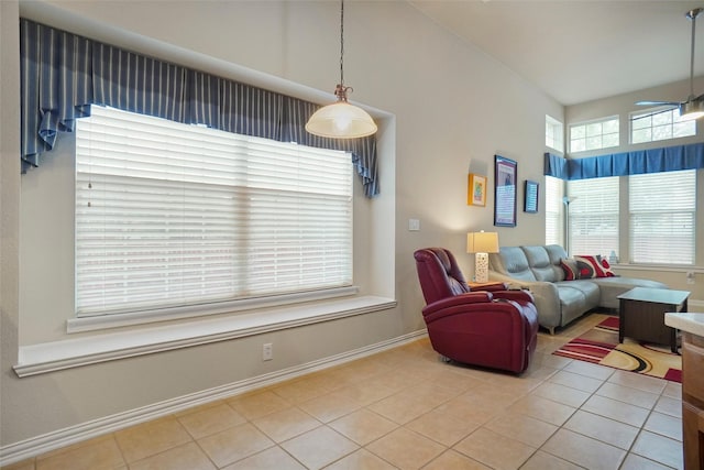 living room featuring light tile patterned floors