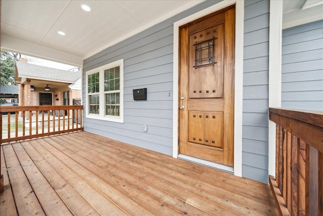 deck featuring a porch