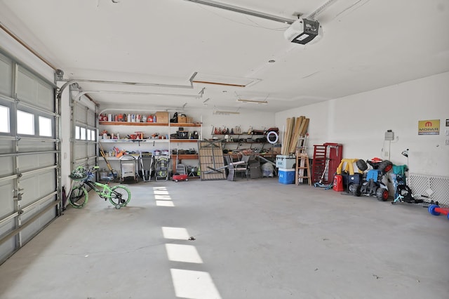 garage with a garage door opener