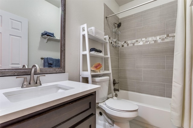 full bathroom featuring vanity, toilet, and shower / bath combo