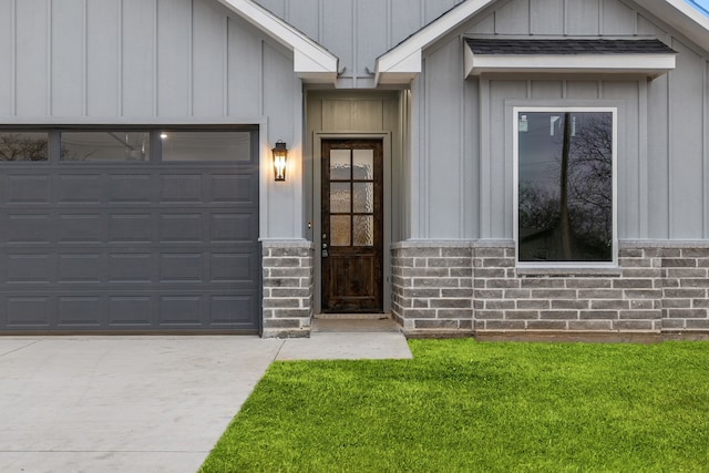 property entrance with a garage