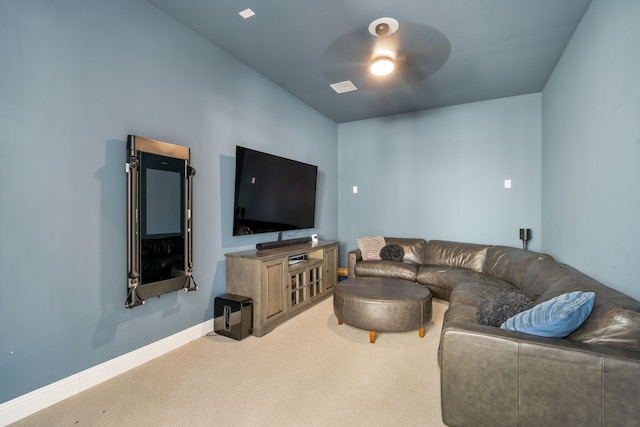 living room with carpet flooring