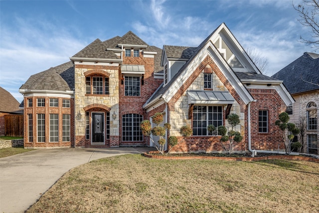 view of front of property featuring a front yard