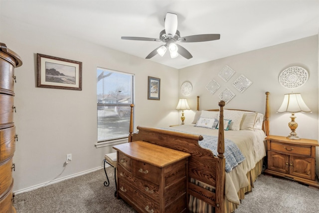 bedroom featuring carpet and ceiling fan