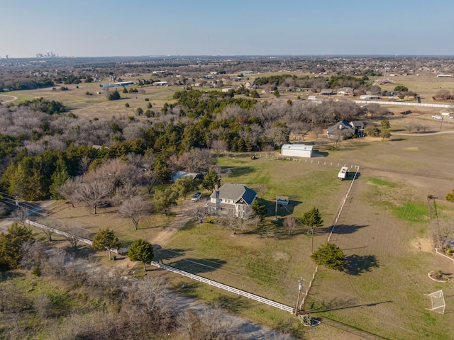 aerial view featuring a rural view