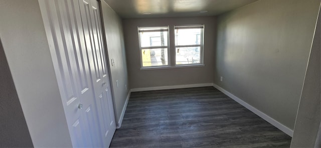 interior space with dark wood-type flooring