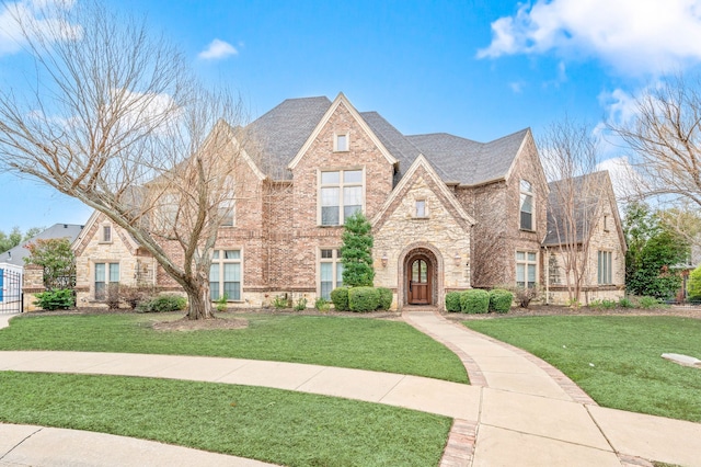 tudor house with a front yard