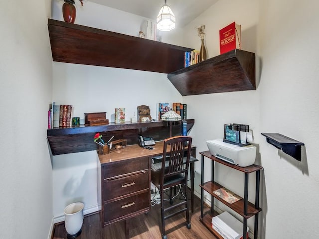 office area with hardwood / wood-style flooring