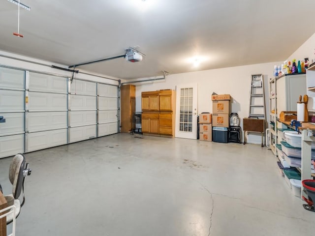 garage with a garage door opener