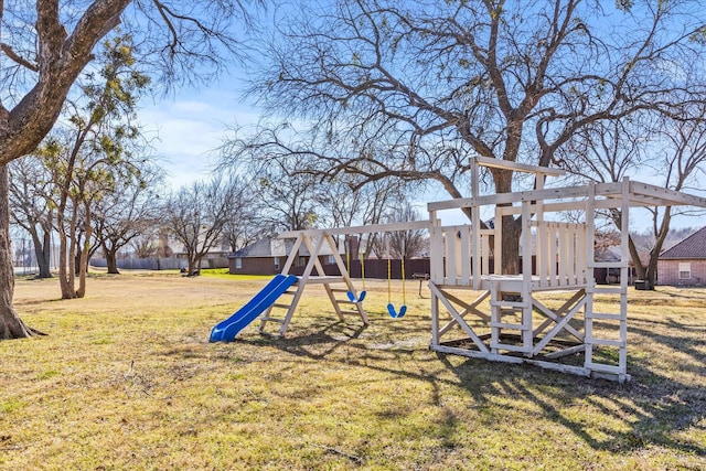 view of play area featuring a yard