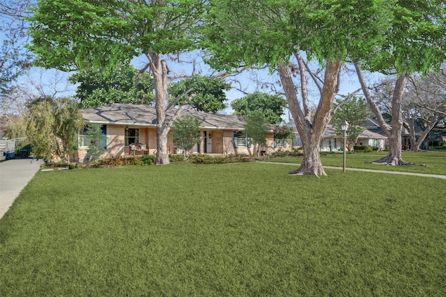 ranch-style home with a front yard