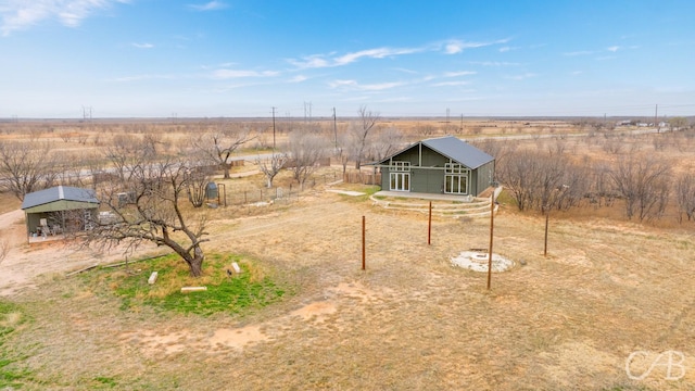 drone / aerial view with a rural view