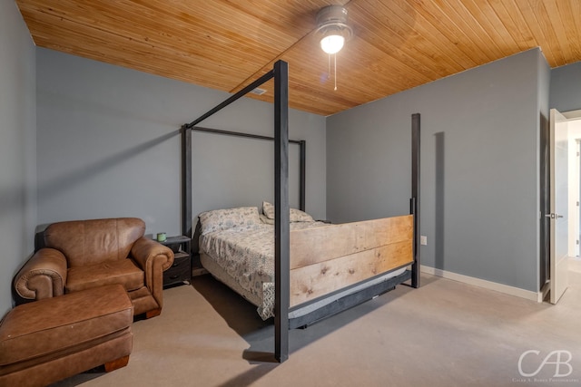 bedroom featuring wooden ceiling