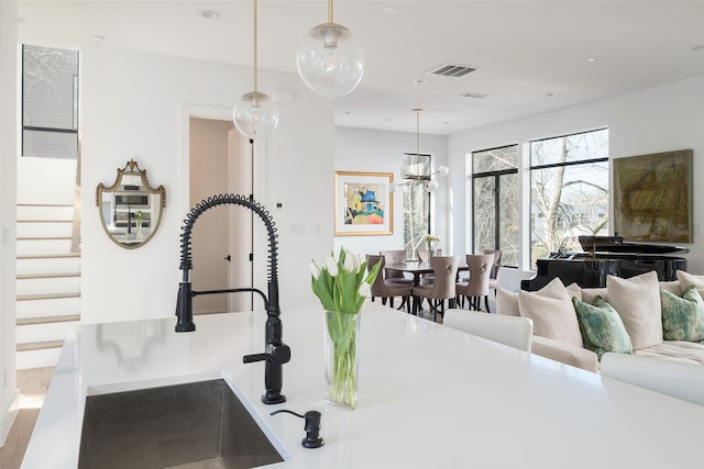 dining area featuring sink