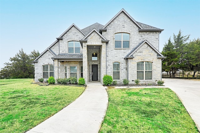 french country home featuring a front yard