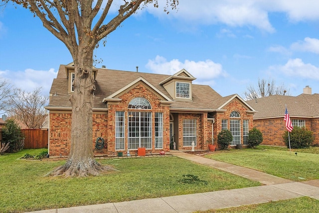 view of front of property featuring a front lawn