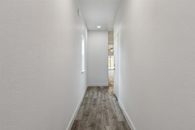 corridor featuring wood-type flooring