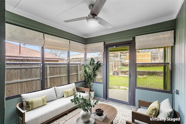6329 Peggy Dr, Fort Worth, TX 76133 - sunroom / solarium with outdoor lounge area and ceiling fan