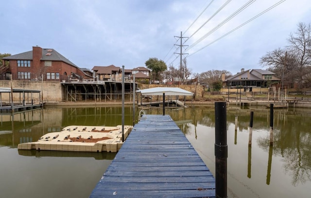 view of dock featuring a water view