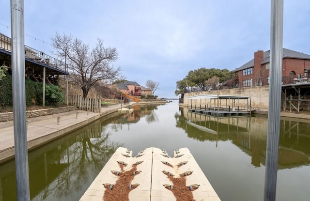 view of dock featuring a water view