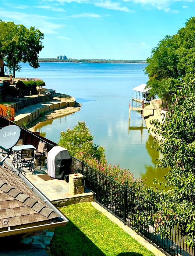 water view featuring a boat dock