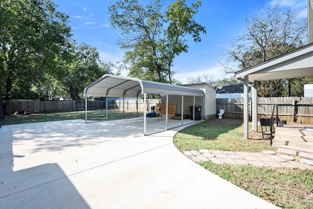 view of patio / terrace featuring a carport