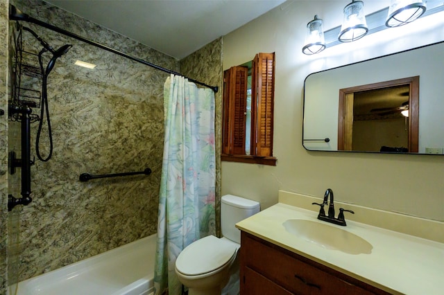 bathroom with vanity, toilet, and a shower with shower curtain