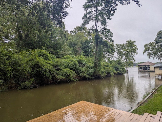 dock area featuring a water view