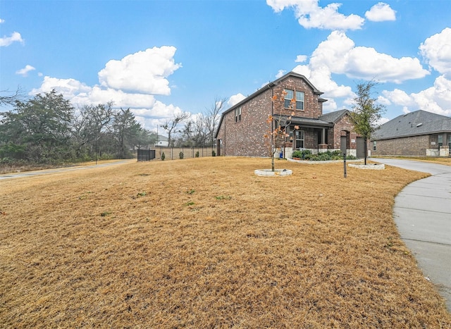 exterior space featuring a porch and a front lawn