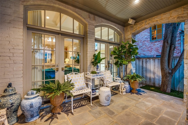 view of patio featuring french doors