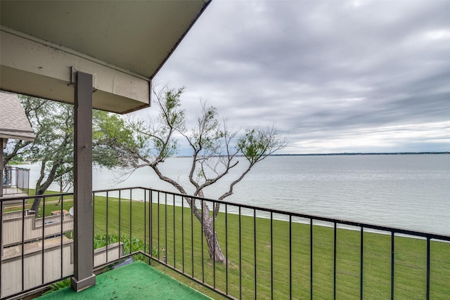balcony with a water view
