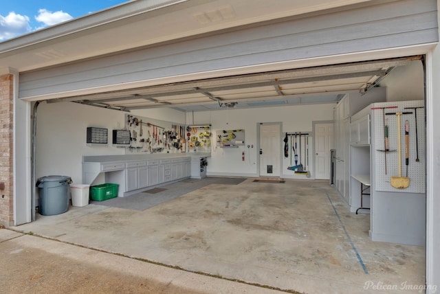 garage with a garage door opener