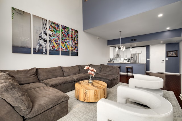 living room featuring wood-type flooring