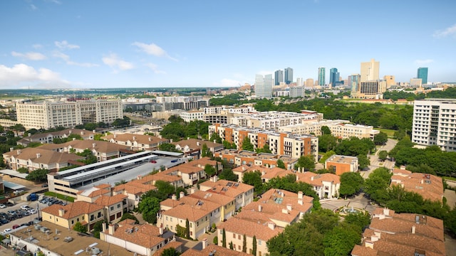 aerial view with a city view