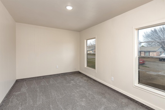 spare room featuring a wealth of natural light and carpet flooring