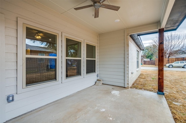 view of patio with ceiling fan