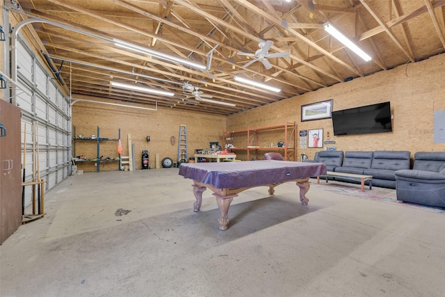 game room featuring pool table and concrete flooring