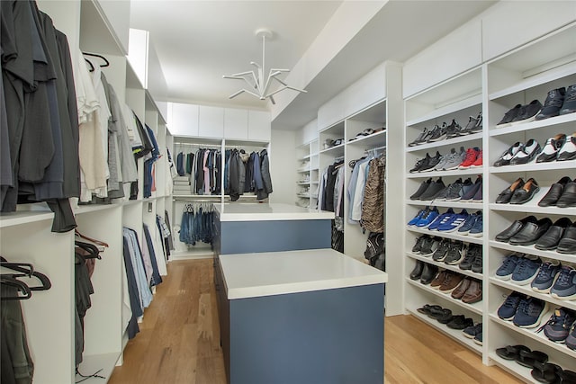 walk in closet featuring light hardwood / wood-style floors