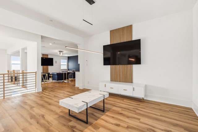 living room featuring light wood-type flooring