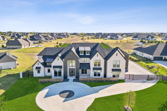 808 Inverness Ln, Lucas, TX 75002 - view of front of home featuring a residential view, curved driveway, stucco siding, a standing seam roof, and metal roof