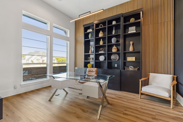 office area featuring hardwood / wood-style floors