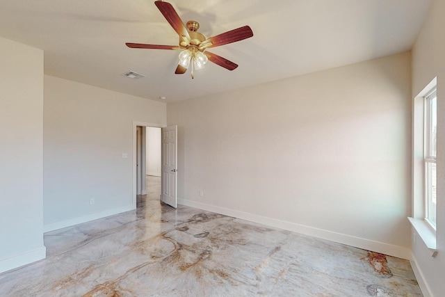 unfurnished room featuring ceiling fan