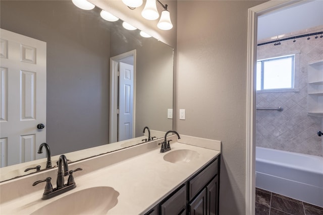 bathroom with vanity and a bathing tub