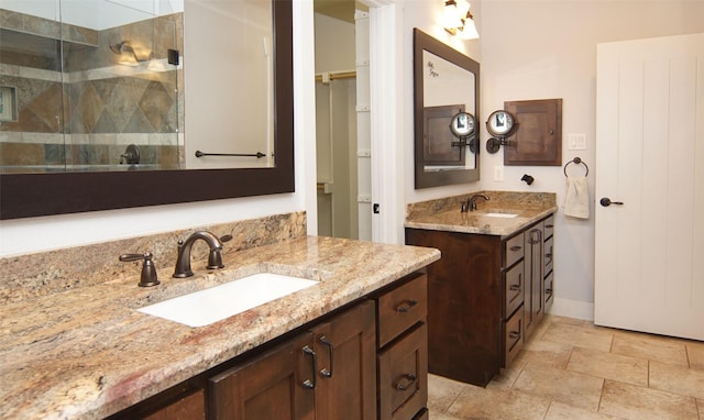 bathroom with vanity and walk in shower