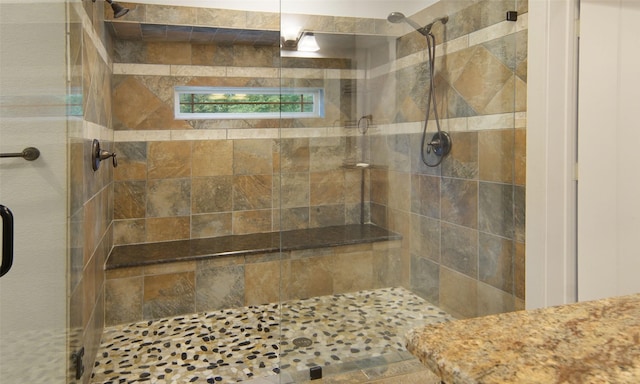 bathroom featuring walk in shower