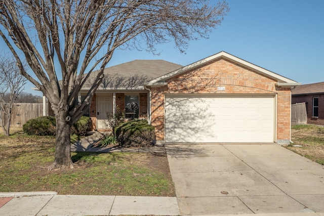 single story home with a garage