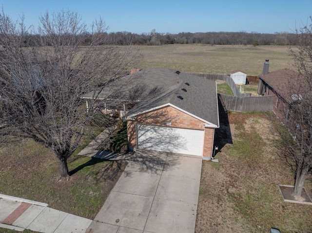 drone / aerial view with a rural view