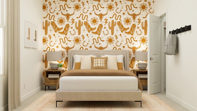 bedroom featuring carpet