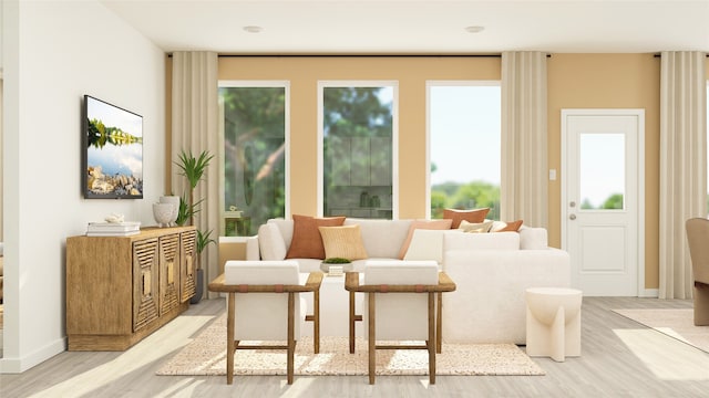 living area featuring light wood-type flooring